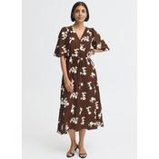 FRANSA Brown &amp; Cream Embroidery Midi Dress