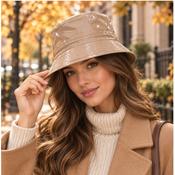 Beige Patent Reversible Rainhat image
