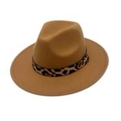 Tan Fedora Hat Leopard Trim image