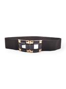 Dark Brown &amp; Gold Elasticated Belt image