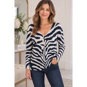 Navy &amp; Cream Zebra Print Knit Jumper image