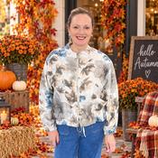 Taupe &amp; Teal Floral Bomber Jacket image