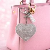 Heart HandbagCharm Clear Crystal/White