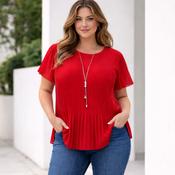 Amelia Red Pleated Flutter Sleeve Top image