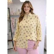 Floral Blossom Buttoned Denim Jacket Top Ruffle Neck (3 Colours)