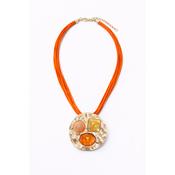 Orange Sunset Glow Statement Pendant Necklace