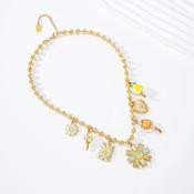Lemon &amp; Gold Charm Necklace Stainless Steel
