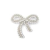 White Pearl &amp; Silver Bow Pin Brooch