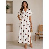 Cream &amp; Brown Polka Dot Midi Dress One Size