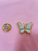 Cream &amp; Gold Butterfly Magnetic Brooch