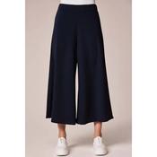 DECK Navy Elasticated Culottes/Cropped Flared Trousers image