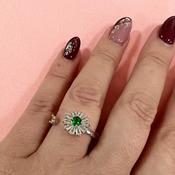 Adjustable Spinning Ring Silver &amp; Emerald