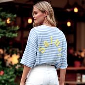 Salut Logo Striped Cotton Sweater Blue