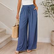 Denim Blue Elasticated Wide Leg Trousers image