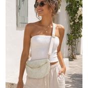 Summer Luxe Woven Crossbody Bag – Cream &amp; Silver Metallic