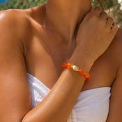 Orange Resin &amp; Gold Elasticated Bracelet