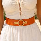 Stretch Waist Belt Orange &amp; Gold