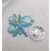Starfish &amp; Shell Magnetic Brooch Turquoise
