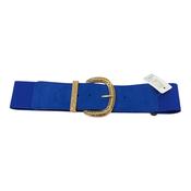 Cobalt Blue Suedette Elasticated Belt Gold Buckle