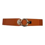Orange Elasticated Leatherette Belt Silver Buckle