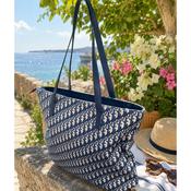 Navy Monogram Canvas Tote Bag – Large Everyday Shopper