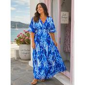 Blue Lagoon Palm Print Maxi Dress One Size image