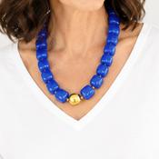 Blue Cubed Resin Necklace Gold Ball image
