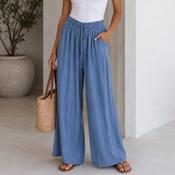 Denim Blue Elasticated Wide Leg Trousers image