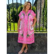 Pink Printed Crystal Embellished Midi Dress image