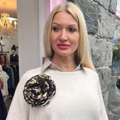 Metallic Rosette Brooch Gold &amp; Black Animal Print