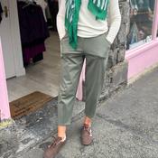 DECK Barrel Leg Elasticated Trousers (Khaki Green)