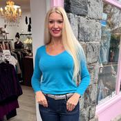 Cosy V Neck Long Sleeve Top Teal image