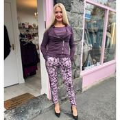 DECK Purple Floral Elasticated Jogger Bottoms image