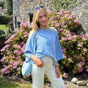 Salut Logo Striped Cotton Sweater Blue