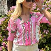 Crystal Detail Pink Print Button Front Blouse image
