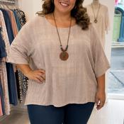 Beige Cotton Top/Necklace One Size
