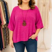 Cerese Pink Cotton Top/Necklace (One Size)