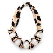 Leopard &amp; White Ball Statement Necklace image