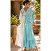 Aqua &amp; Cream Boho Maxi Dress (PRE-ORDER) image