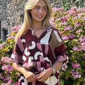 Wine &amp; Cream Abstract Shirt Top