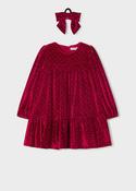 Mayoral girls red velvet dress with hair tie 4930