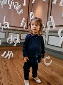 Patachou girls navy blue set with tartan collar and bow image