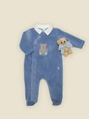 Patachou baby boy indigo blue babygrow with teddy motif image