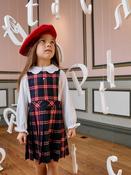 Patachou Girls Red checked dress with elegant collar image