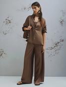 MARELLA TAUPE SALTIN TROUSERS MLMQUIZ 126 image