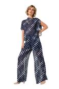 CAROLINE BISS NAVY CHIFFON DOT TROUSERS 4508 29 226