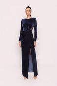 CARLA RUIZ NAVY LONG VELVET DRESS 53098 226 image
