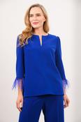 CAROLINE KILKENNY ASPEN BLUE FEATHER TRIM TOP 226 image