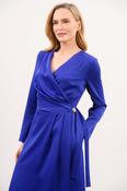 CAROLINE KILKENNY KAMILLA BLUE SATIN WRAP DRESS 226 image