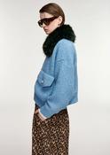ESSENTIEL ANTWERP BLUE KANADA KNITTED JACKET WITH FAUX FUR 226